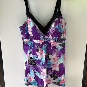 Swimsuits for All Women's Plus Size Tie Back V-Neck Swim-dress Size 18